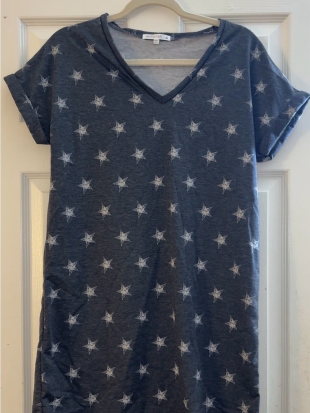 Grey Star Print V-Neck T-Shirt Women’s Dress